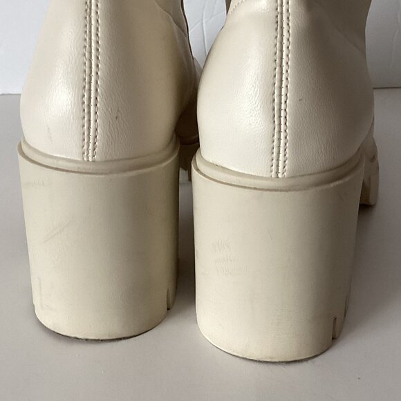 Stradivarius Women's Chunky Platform Ankle Boots Cream Ivory Booties Size 37 Y2K - Picture 6 of 12